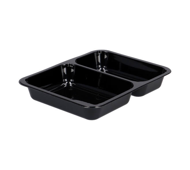 151305 - Menubak CPET 225 x 175 x 35 mm zwart 515/370 ml rechthoekig 2-vaks