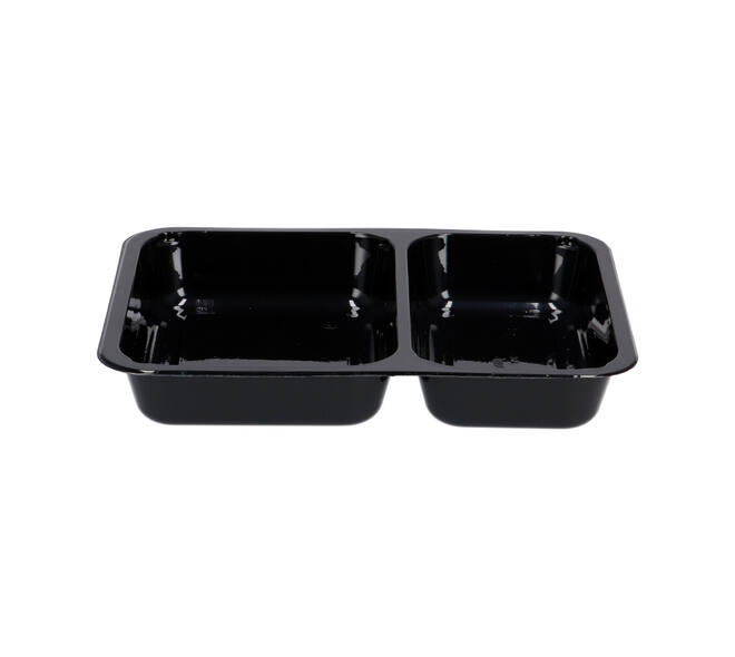 151305 - Menubak CPET 225 x 175 x 35 mm zwart 515/370 ml rechthoekig 2-vaks