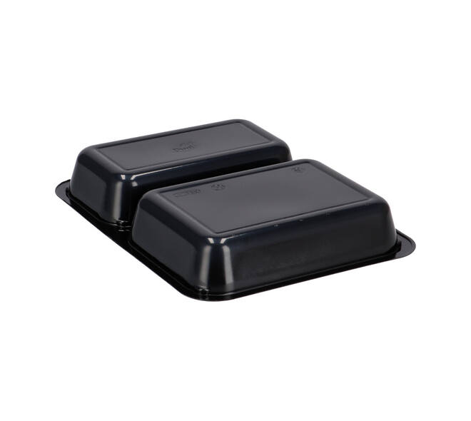 151305 - Menubak CPET 225 x 175 x 35 mm zwart 515/370 ml rechthoekig 2-vaks