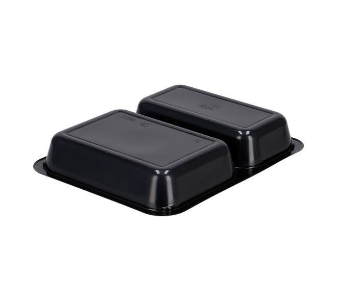 151305 - Menubak CPET 225 x 175 x 35 mm zwart 515/370 ml rechthoekig 2-vaks