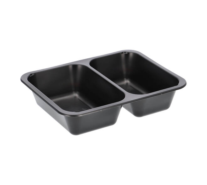 160064 - Menubak PP Caterline 2-vaks 227 x 178 x 50 mm - zwart 645/540 cc