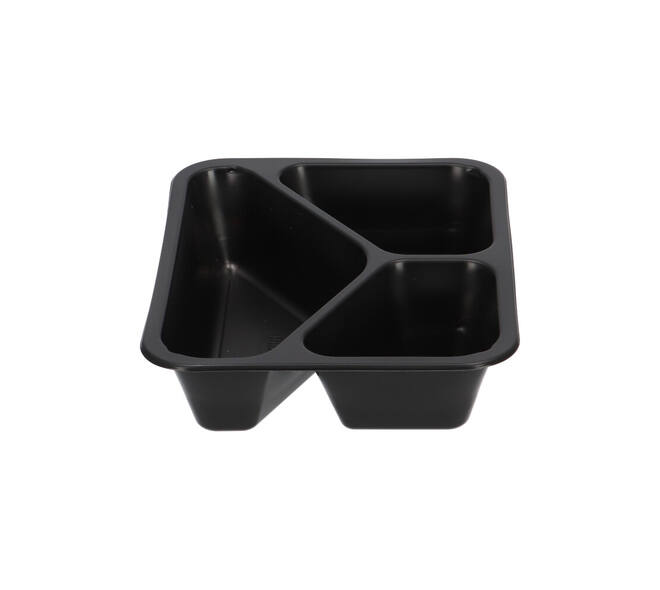 160065 - Menubak PP Caterline 3-vaks 227 x 178 x 50 mm - zwart - 530/325/235 cc