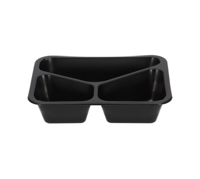 160065 - Menubak PP Caterline 3-vaks 227 x 178 x 50 mm - zwart - 530/325/235 cc
