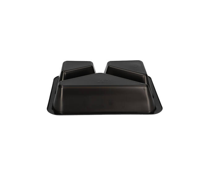 160065 - Menubak PP Caterline 3-vaks 227 x 178 x 50 mm - zwart - 530/325/235 cc