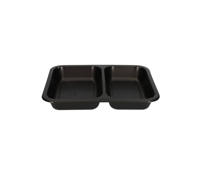 162147 - Menubak PP Caterline 2-vaks 227 x 178 x 32 mm - zwart 440/370 cc