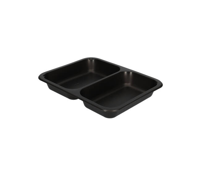 162147 - Menubak PP Caterline 2-vaks 227 x 178 x 32 mm - zwart 440/370 cc