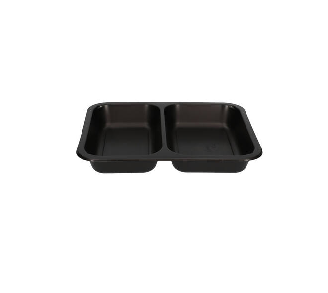162147 - Menubak PP Caterline 2-vaks 227 x 178 x 32 mm - zwart 440/370 cc