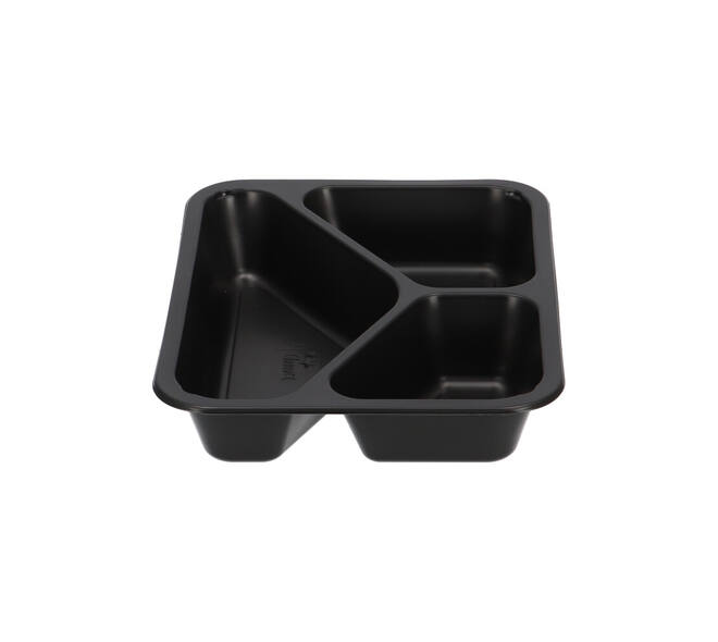 162152 - Menubak PP Caterline 3-vaks 227 x 178 x 40 mm - zwart 445/280/205 cc