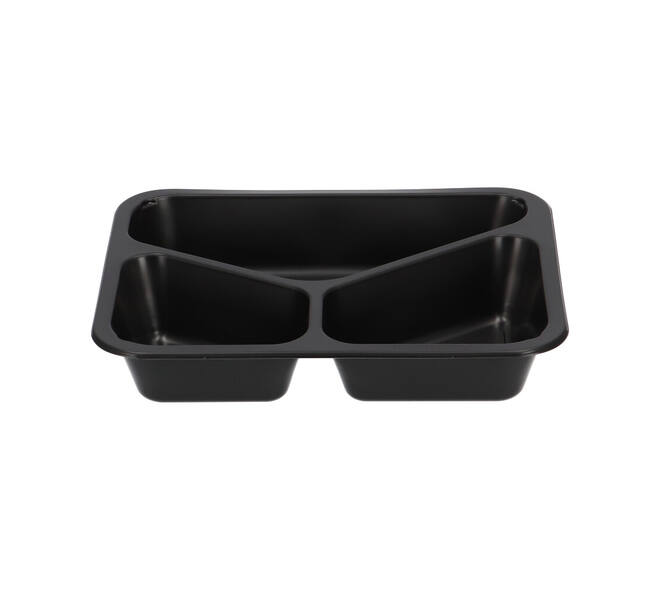 162152 - Menubak PP Caterline 3-vaks 227 x 178 x 40 mm - zwart 445/280/205 cc