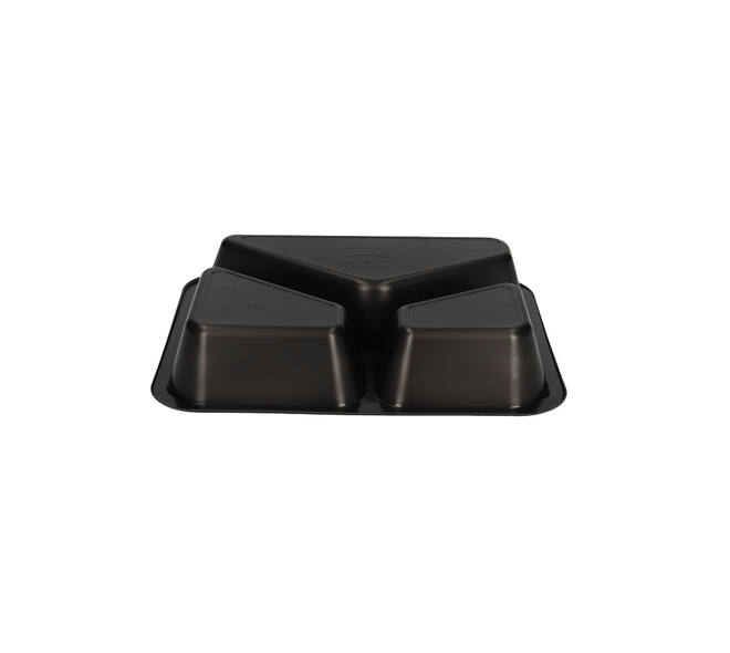 162152 - Menubak PP Caterline 3-vaks 227 x 178 x 40 mm - zwart 445/280/205 cc