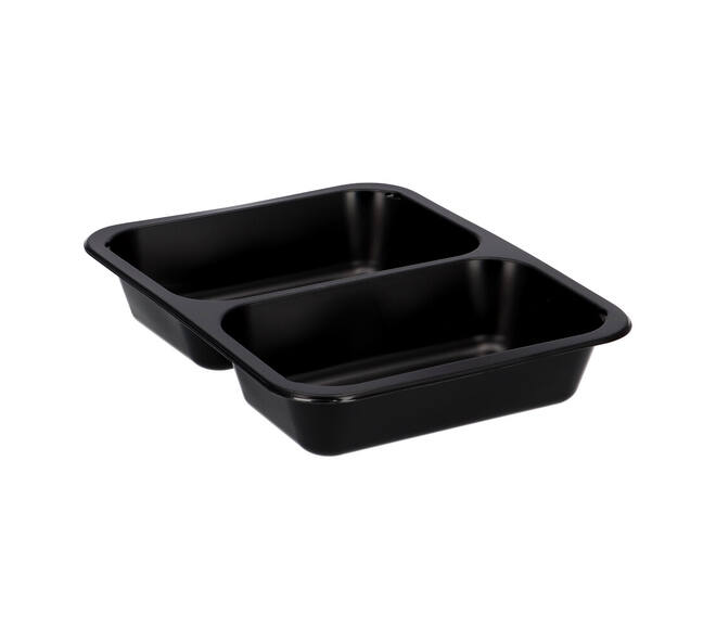 162151 - Menubak PP Caterline 2-vaks 227 x 178 x 40 mm  zwart 550/480 cc