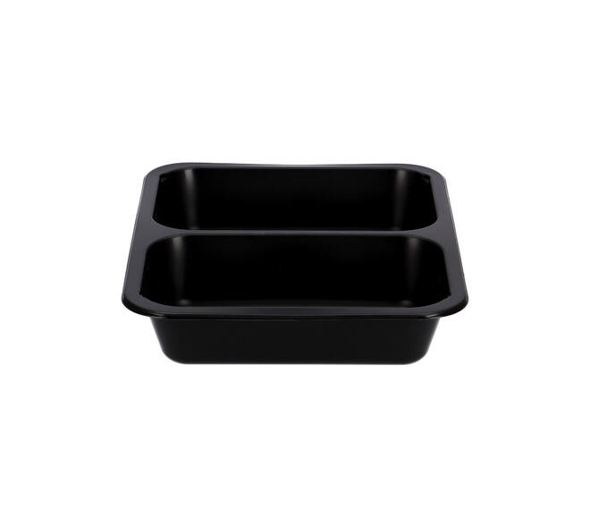 162151 - Menubak PP Caterline 2-vaks 227 x 178 x 40 mm  zwart 550/480 cc