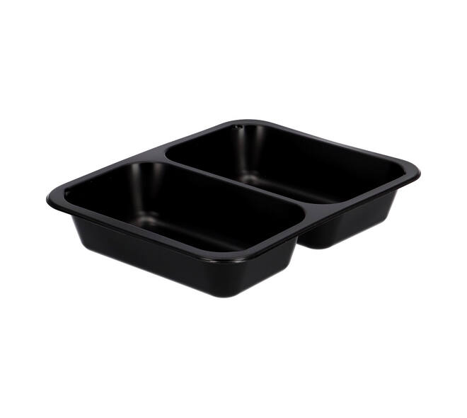 162151 - Menubak PP Caterline 2-vaks 227 x 178 x 40 mm  zwart 550/480 cc