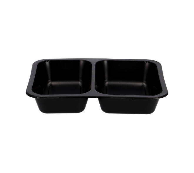 162151 - Menubak PP Caterline 2-vaks 227 x 178 x 40 mm  zwart 550/480 cc