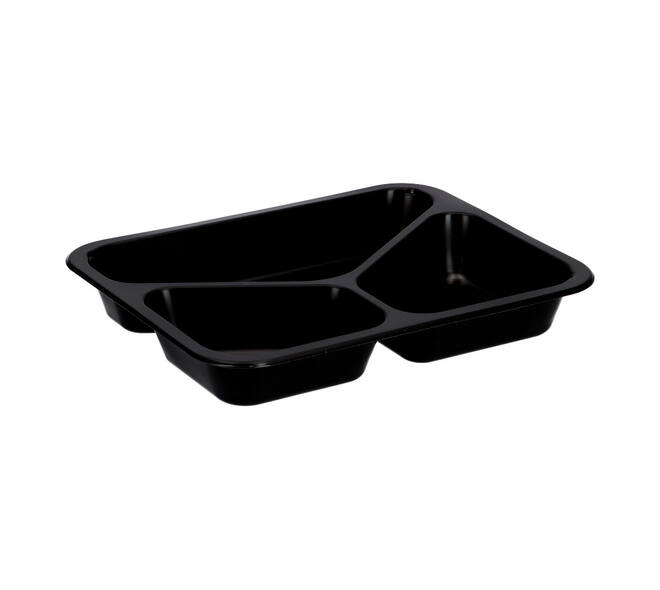 162303 - Menubak PP Caterline 3-vaks 227 x 178 x 32 mm - zwart 350/225/170 cc