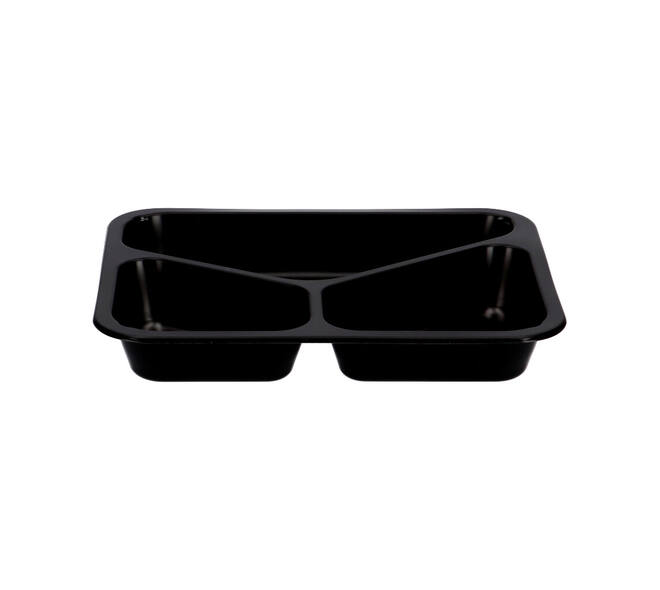 162303 - Menubak PP Caterline 3-vaks 227 x 178 x 32 mm - zwart 350/225/170 cc