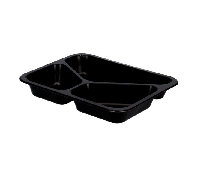 162303 - Menubak PP Caterline 3-vaks 227 x 178 x 32 mm - zwart 350/225/170 cc