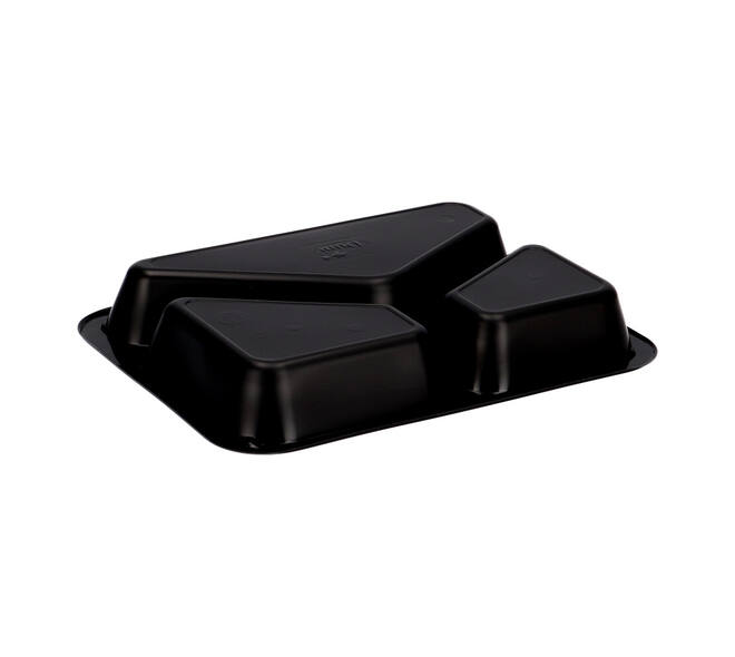 162303 - Menubak PP Caterline 3-vaks 227 x 178 x 32 mm - zwart 350/225/170 cc