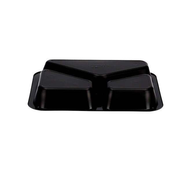 162303 - Menubak PP Caterline 3-vaks 227 x 178 x 32 mm - zwart 350/225/170 cc