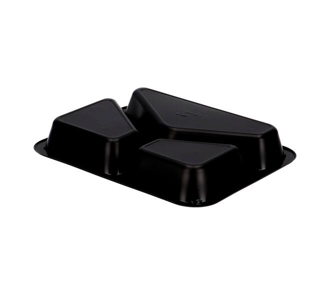 162303 - Menubak PP Caterline 3-vaks 227 x 178 x 32 mm - zwart 350/225/170 cc