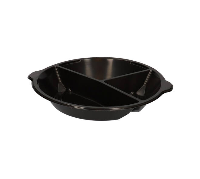 176394 - Menubak PP Pearl L3 rond 3-vaks ø 250 x 42 mm - zwart 590/327/238 cc