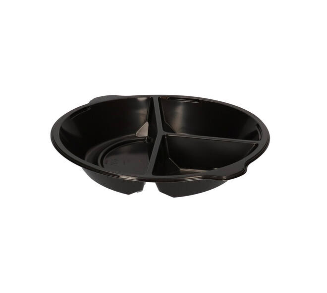 176394 - Menubak PP Pearl L3 rond 3-vaks ø 250 x 42 mm - zwart 590/327/238 cc