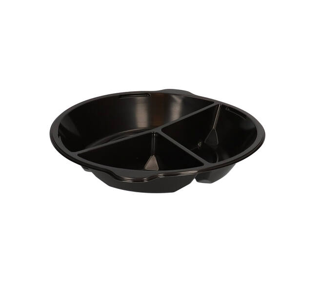 176394 - Menubak PP Pearl L3 rond 3-vaks ø 250 x 42 mm - zwart 590/327/238 cc