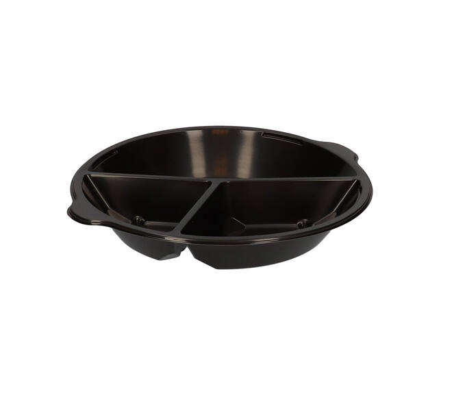 176394 - Menubak PP Pearl L3 rond 3-vaks ø 250 x 42 mm - zwart 590/327/238 cc