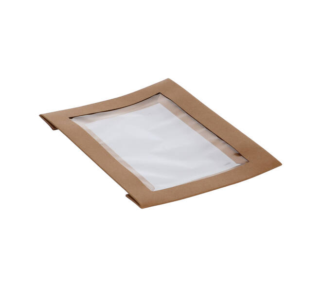202882 - Deksel Karton/PLA  Brick 200 x 140  x 30 mm + Venster tbv Viking Box 188103 - naturel