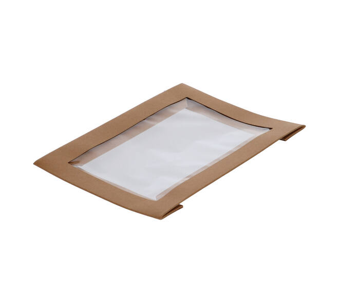 202882 - Deksel Karton/PLA  Brick 200 x 140  x 30 mm + Venster tbv Viking Box 188103 - naturel