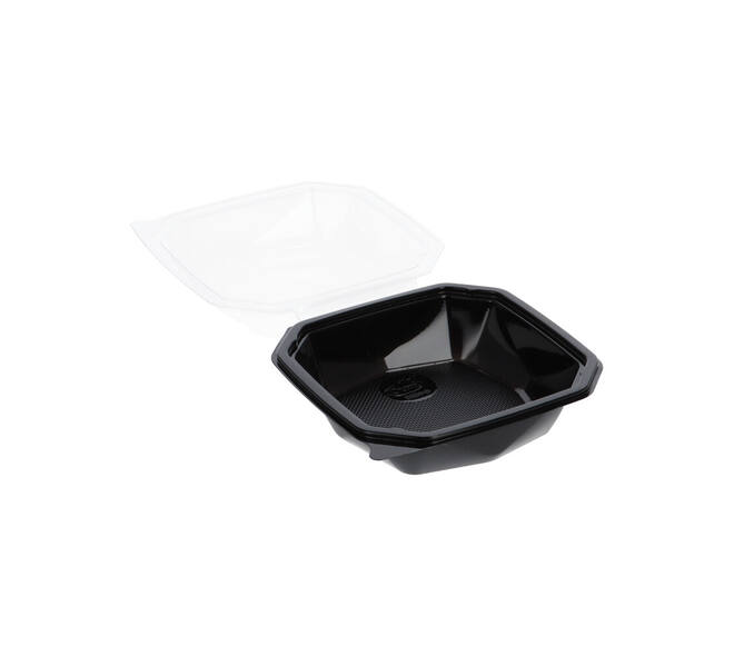 188018 - Octaview APET 150 x150 x 70 mm 400 cc zwart + deksel transparant