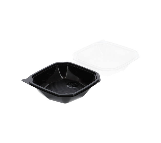 188018 - Octaview APET 150 x150 x 70 mm 400 cc zwart + deksel transparant