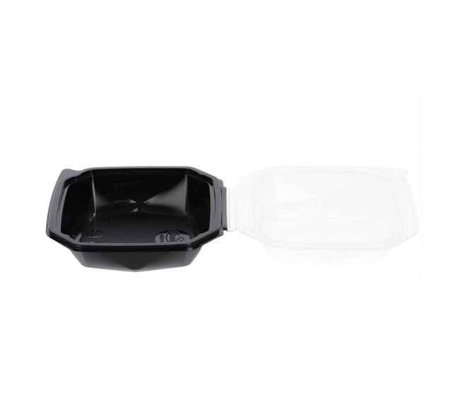 188018 - Octaview APET 150 x150 x 70 mm 400 cc zwart + deksel transparant