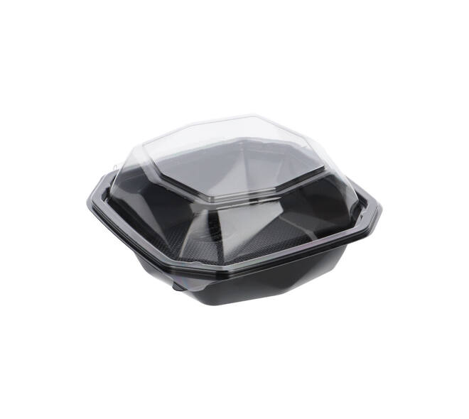 188018 - Octaview APET 150 x150 x 70 mm 400 cc zwart + deksel transparant