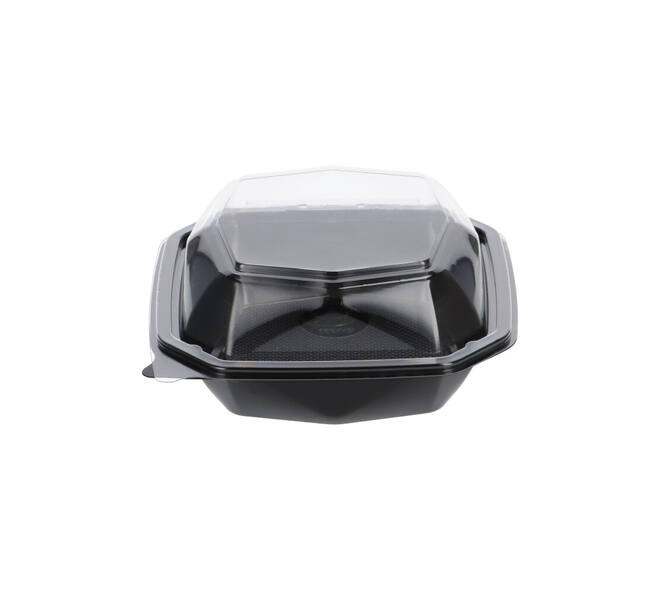 188018 - Octaview APET 150 x150 x 70 mm 400 cc zwart + deksel transparant