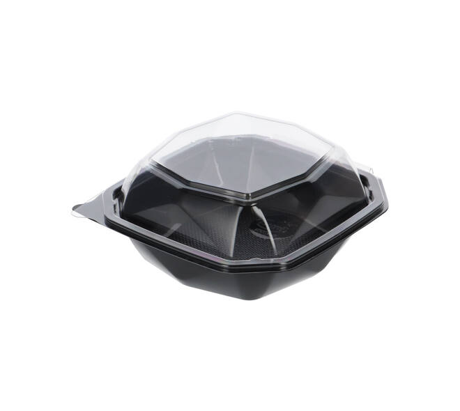 188018 - Octaview APET 150 x150 x 70 mm 400 cc zwart + deksel transparant