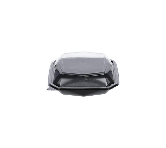 188019 - Octaview APET 185 x185 x 70 mm 625 cc zwart + deksel transparant