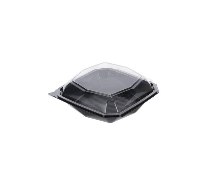 188019 - Octaview APET 185 x185 x 70 mm 625 cc zwart + deksel transparant