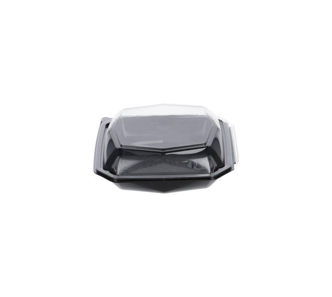 188019 - Octaview APET 185 x185 x 70 mm 625 cc zwart + deksel transparant
