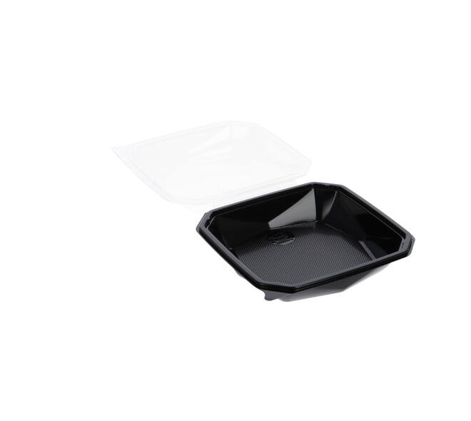 188019 - Octaview APET 185 x185 x 70 mm 625 cc zwart + deksel transparant