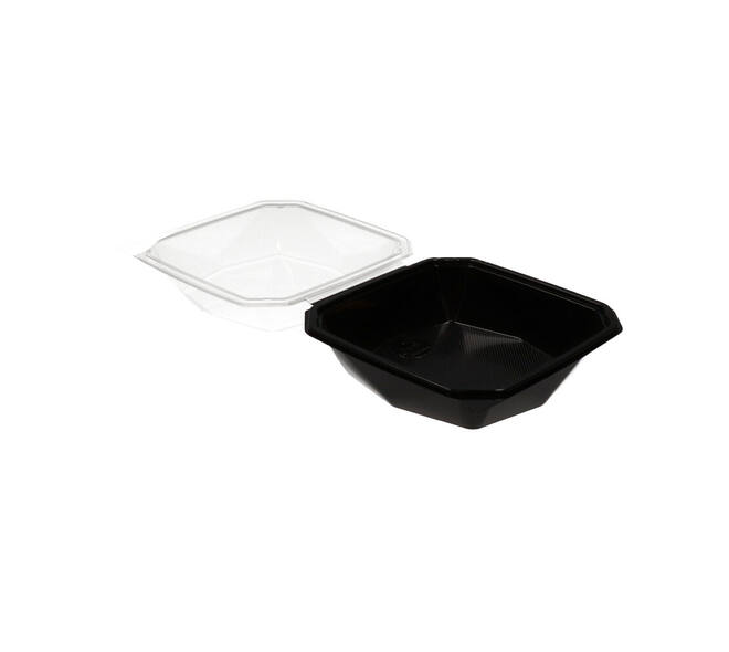 188020 - Octaview APET 185 x185 x 90 mm 800 cc zwart + deksel transparant