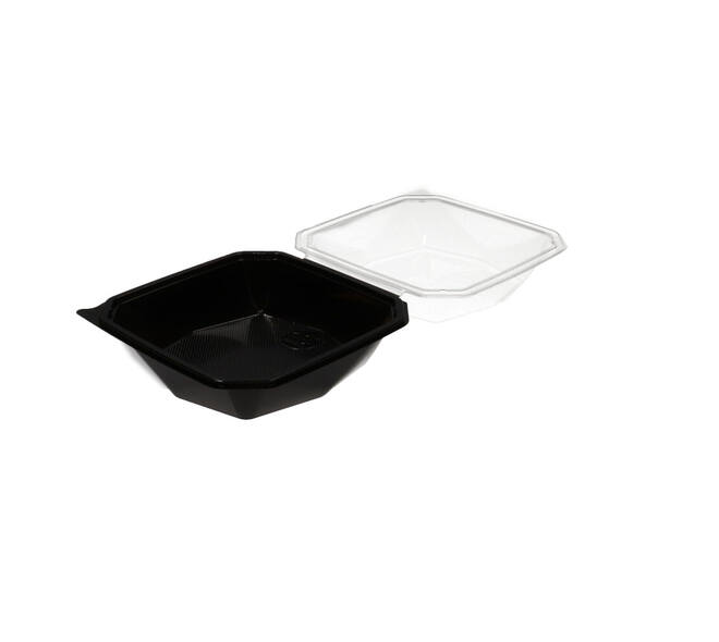 188020 - Octaview APET 185 x185 x 90 mm 800 cc zwart + deksel transparant