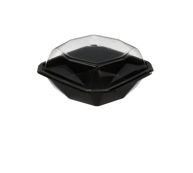 188020 - Octaview APET 185 x185 x 90 mm 800 cc zwart + deksel transparant