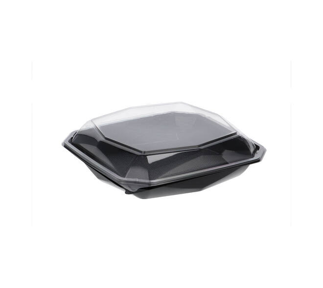 188021 - Octaview APET 225 x 225 x 65 mm 925 cc zwart + deksel transparant