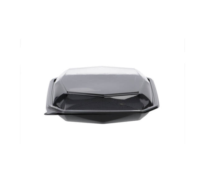 188021 - Octaview APET 225 x 225 x 65 mm 925 cc zwart + deksel transparant