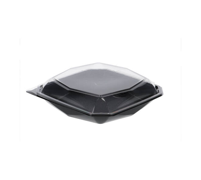 188021 - Octaview APET 225 x 225 x 65 mm 925 cc zwart + deksel transparant