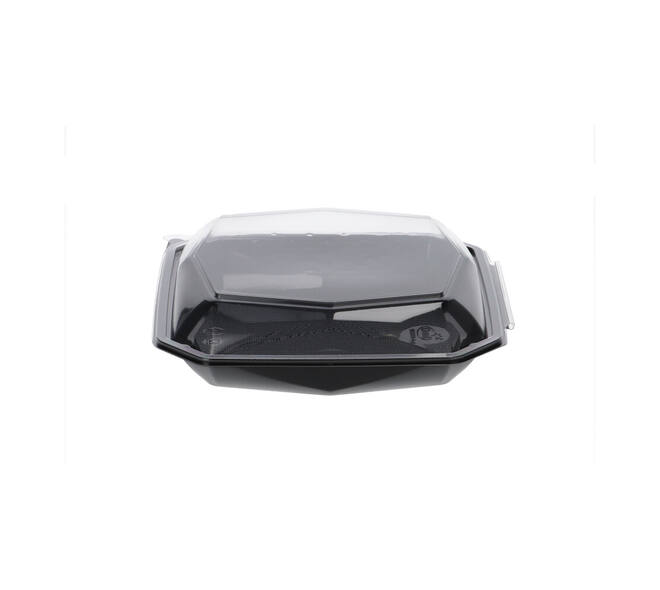 188021 - Octaview APET 225 x 225 x 65 mm 925 cc zwart + deksel transparant