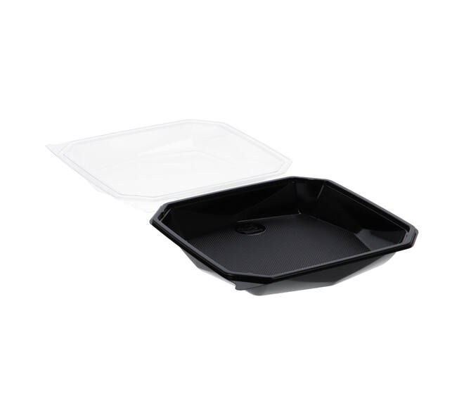 188021 - Octaview APET 225 x 225 x 65 mm 925 cc zwart + deksel transparant