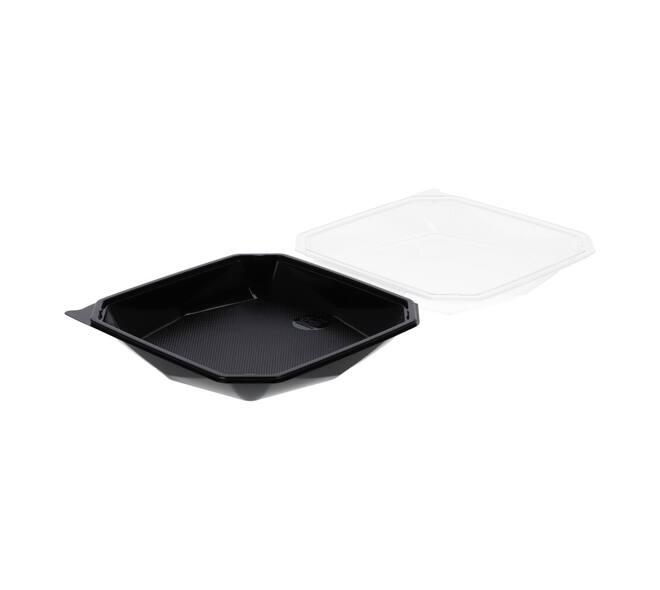 188021 - Octaview APET 225 x 225 x 65 mm 925 cc zwart + deksel transparant