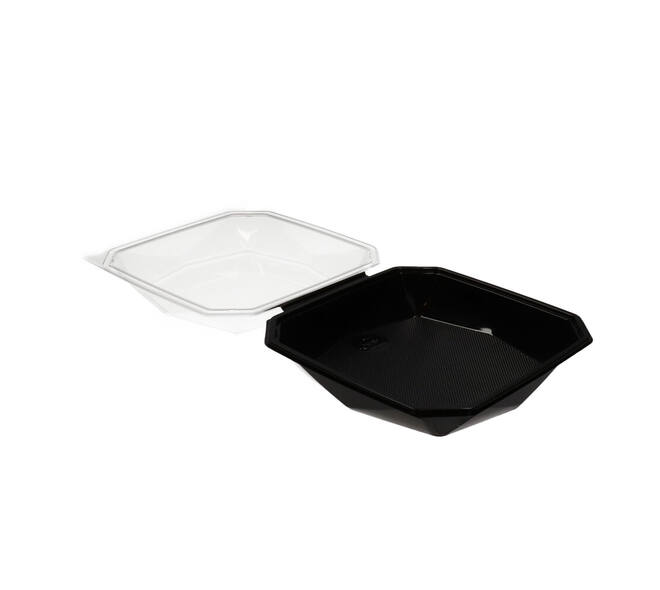 188022 - Octaview APET 225 x 225 x 80 mm 1150 cc zwart + deksel transparant